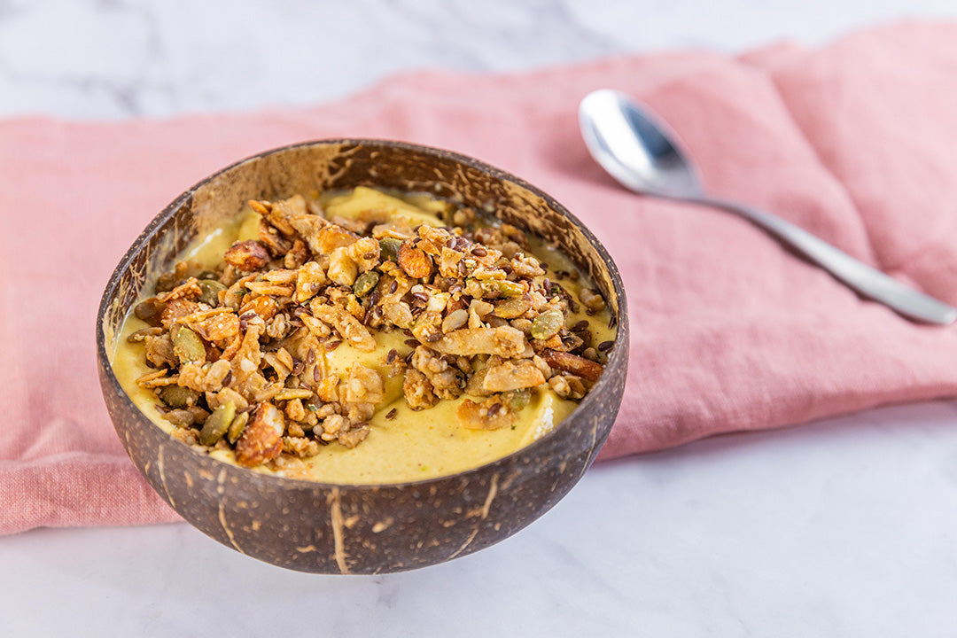 Mango Smoothie Bowl with Prebiotic Paleo Granola