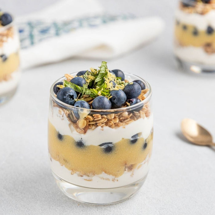 Toasted Muesli Parfait with Olive Oil Lemon Curd