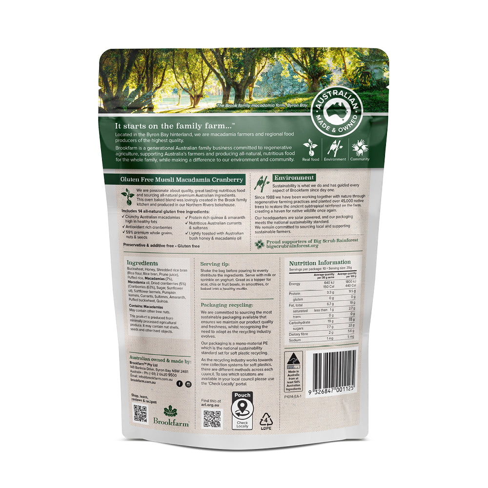 Gluten Free Muesli Macadamia Cranberry