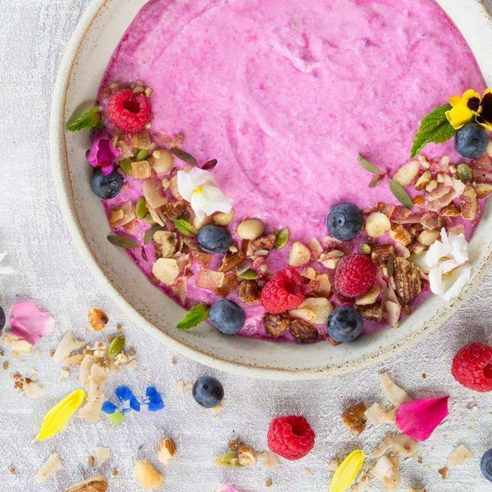 Powerfood pink breakfast bowl by Sam Gowing - Brookfarm