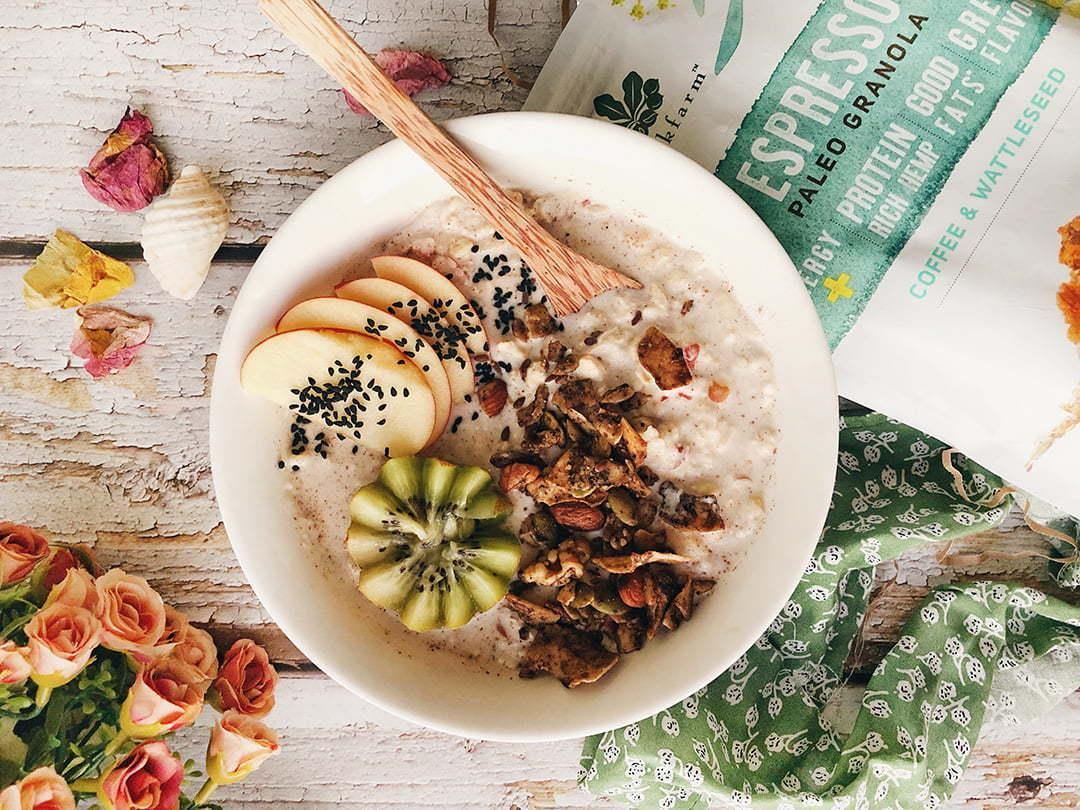 Cinnamon Bun Bircher with Espresso Granola - Brookfarm