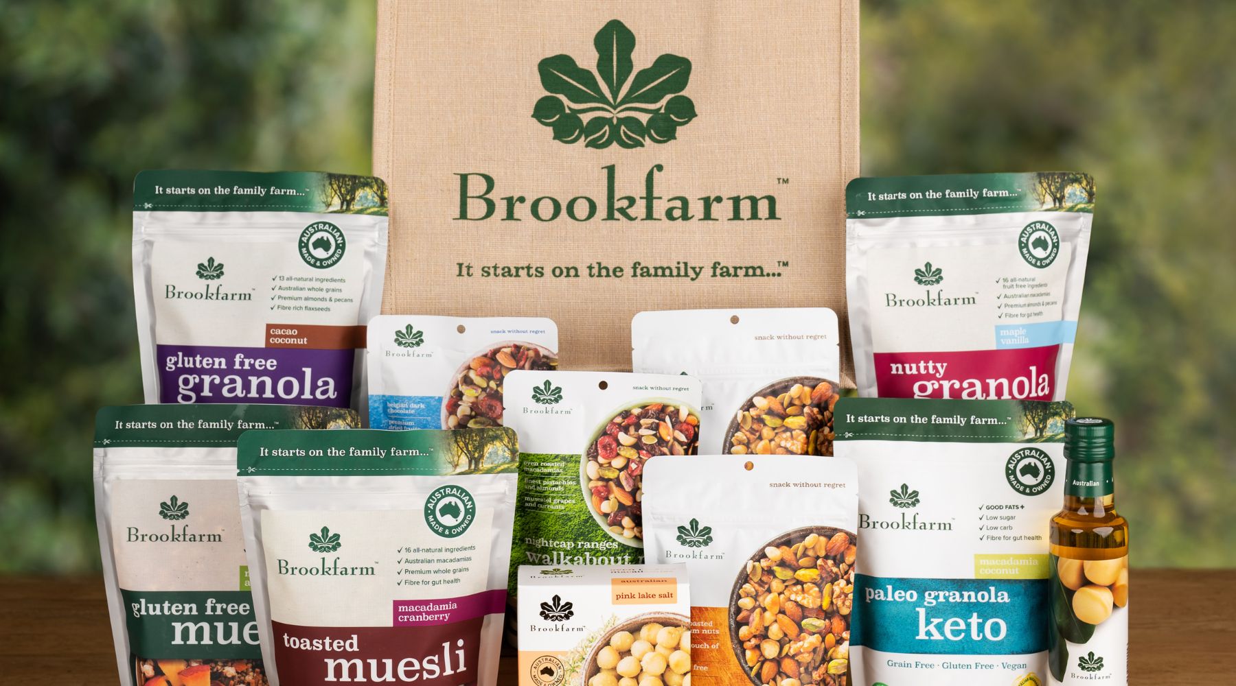 Australian Made Gift Hampers filled with Gourmet Macadamia Muesli Granola and Premium Nut mixes and snacks