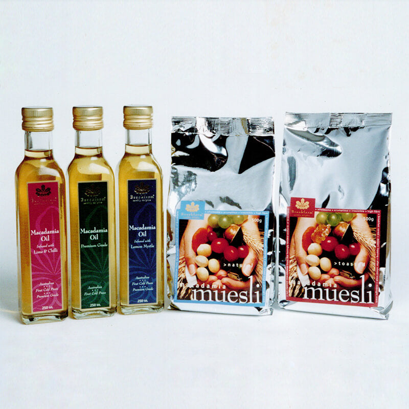 Martin Brook selling Brookfarm Macadamia Oil at Bangalow Markets in 2000