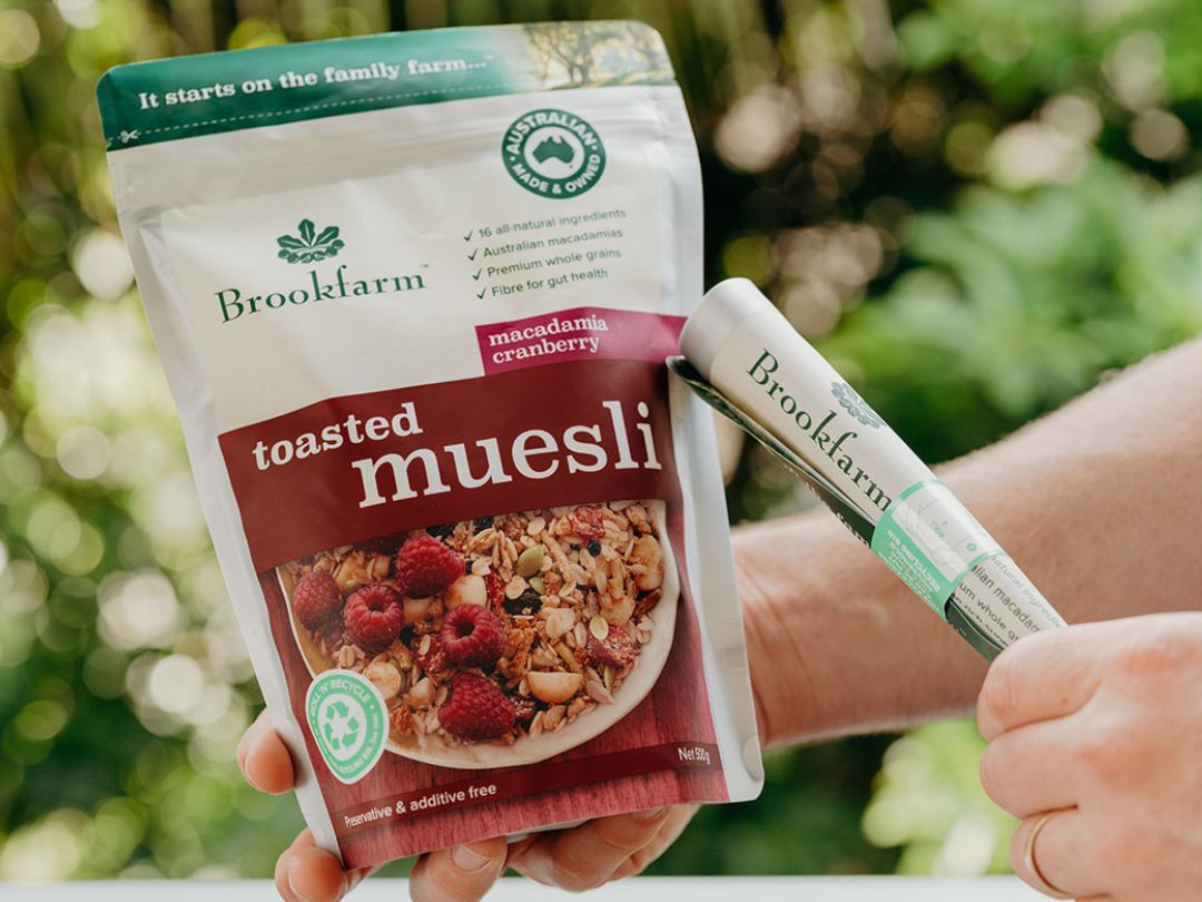Brookfarm Roll N Recycle Recyclable Packaging Byron Bay Australia Best Muesli