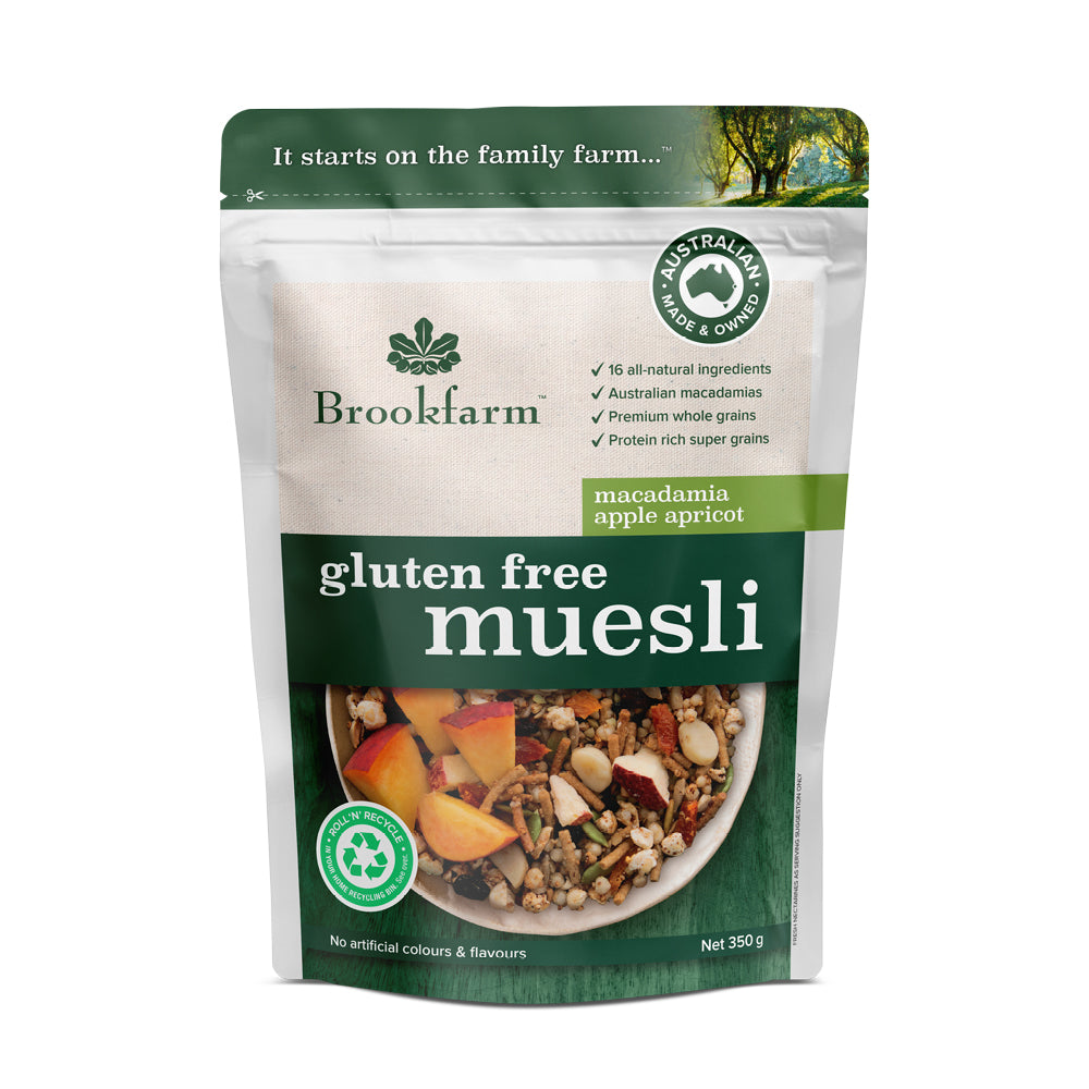 Brookfarm Gluten Free Muesli Macadamia Apple & Apricot 350g