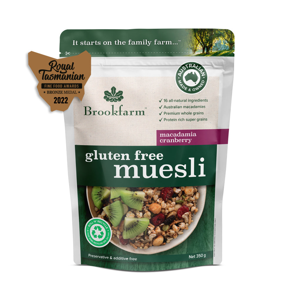 Gluten Free Muesli Macadamia Cranberry - Brookfarm Australian Made - 350g pack