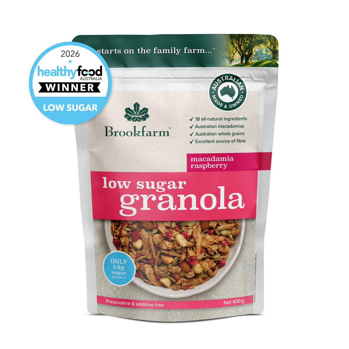 Low Sugar Granola Macadamia Raspberry
