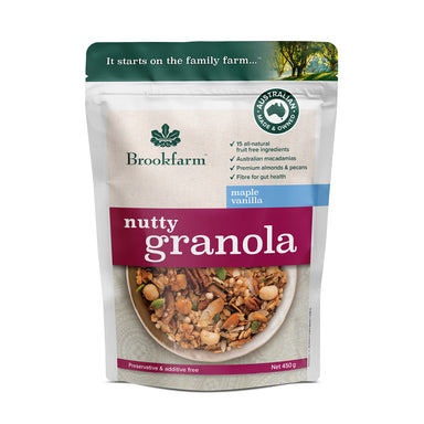 Brookfarm Nutty Granola Maple Vanilla 450g Front