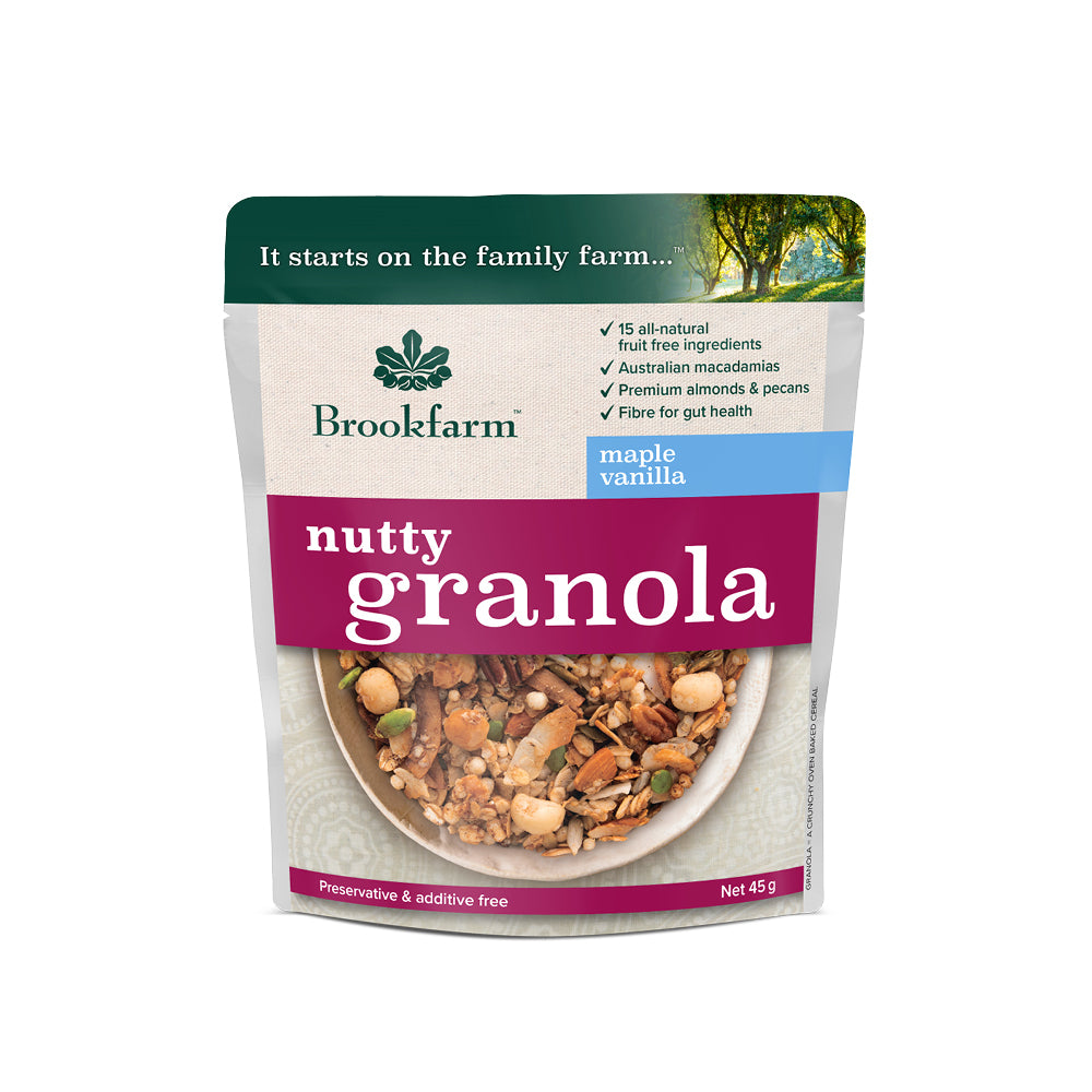 Brookfarm Nutty Granola Maple Vanilla 45g front