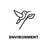 bird flying next to branch with the text below saying 'environment'